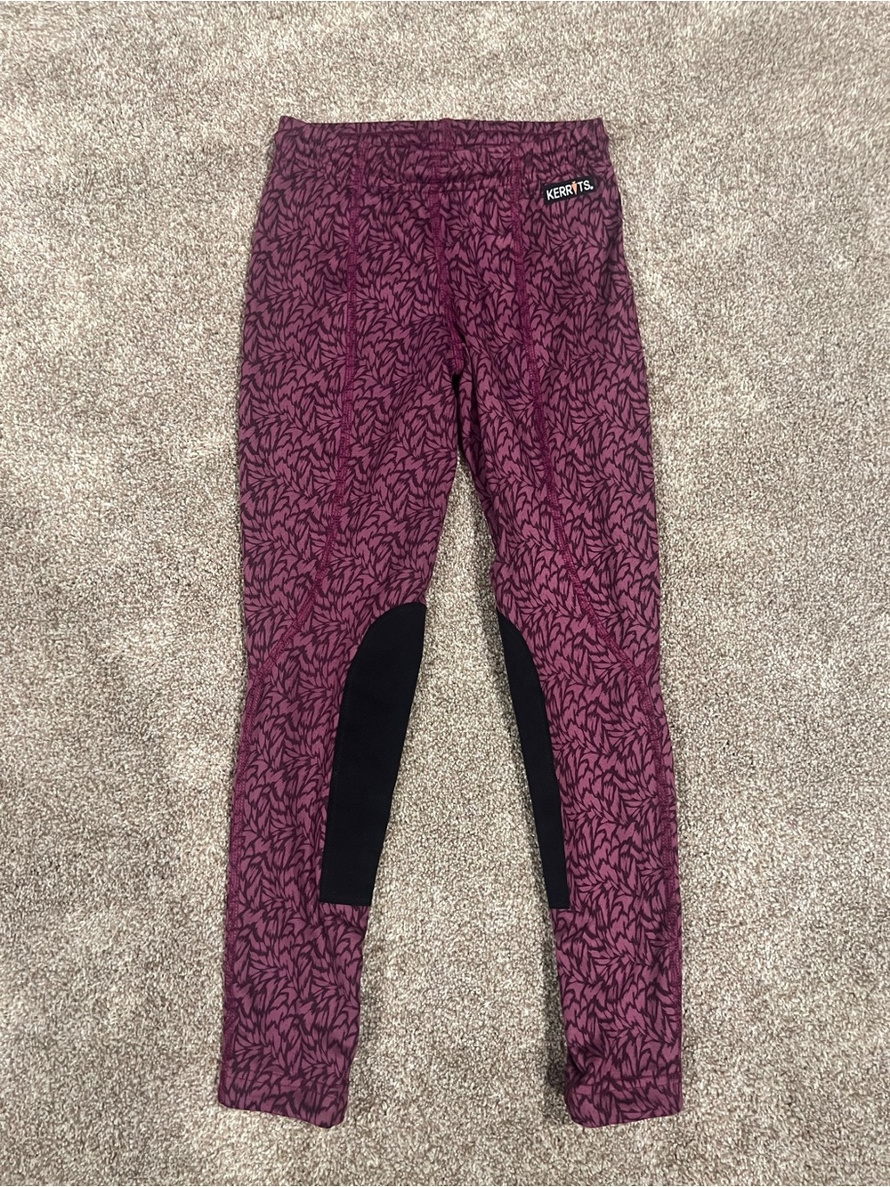 Kerrits Kids Burgundy Printed Equestrian Riding Pants with Knee Patch